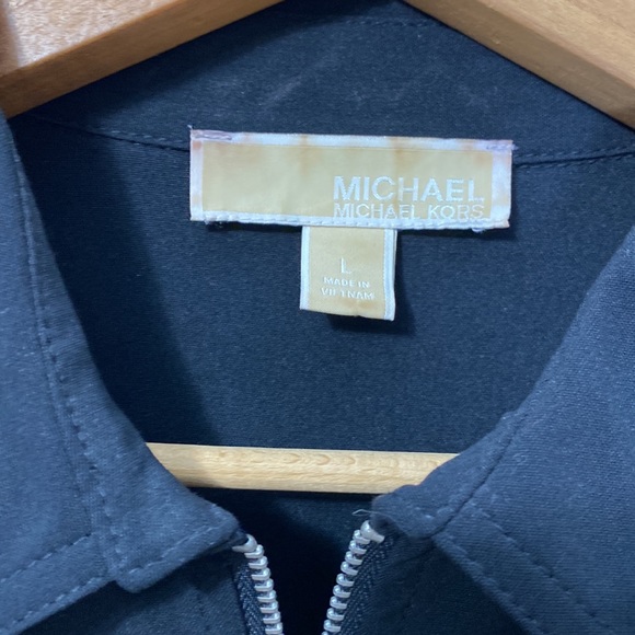 Micheal Micheal Kors Belted Zipper Shirt Dress Black Size: L - Picture 3 of 3